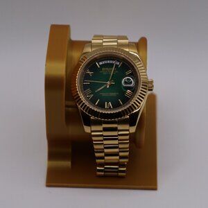 Seiko Mod Day-Date 40mm – Gold Case & Bracelet, Ombre Green Dial, Automatic